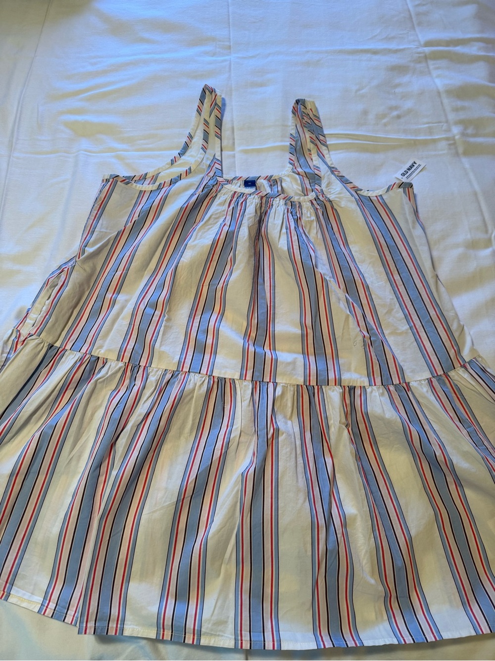 Old Navy Cream Sundress with Blue and Red Stripes